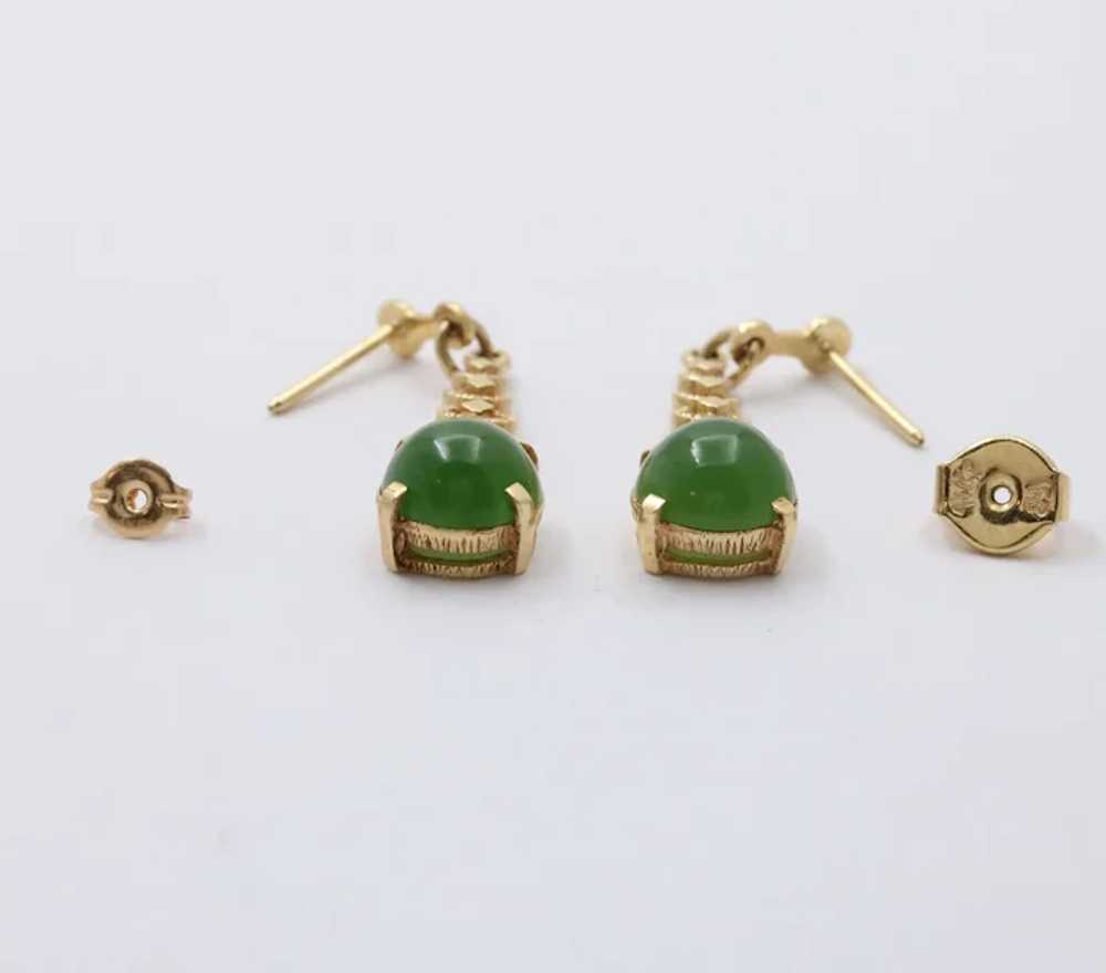 Vintage 14K Yellow Gold Chrysoprase Dangling Earr… - image 6