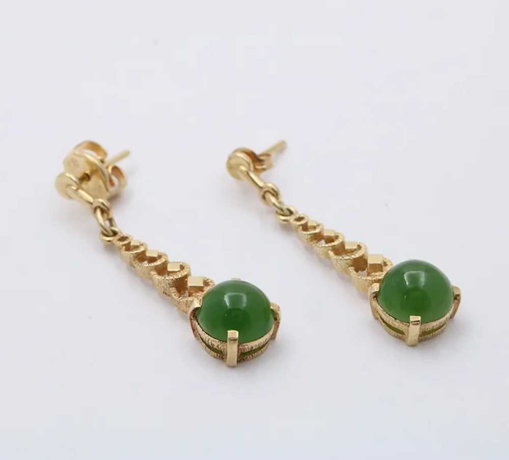 Vintage 14K Yellow Gold Chrysoprase Dangling Earr… - image 7