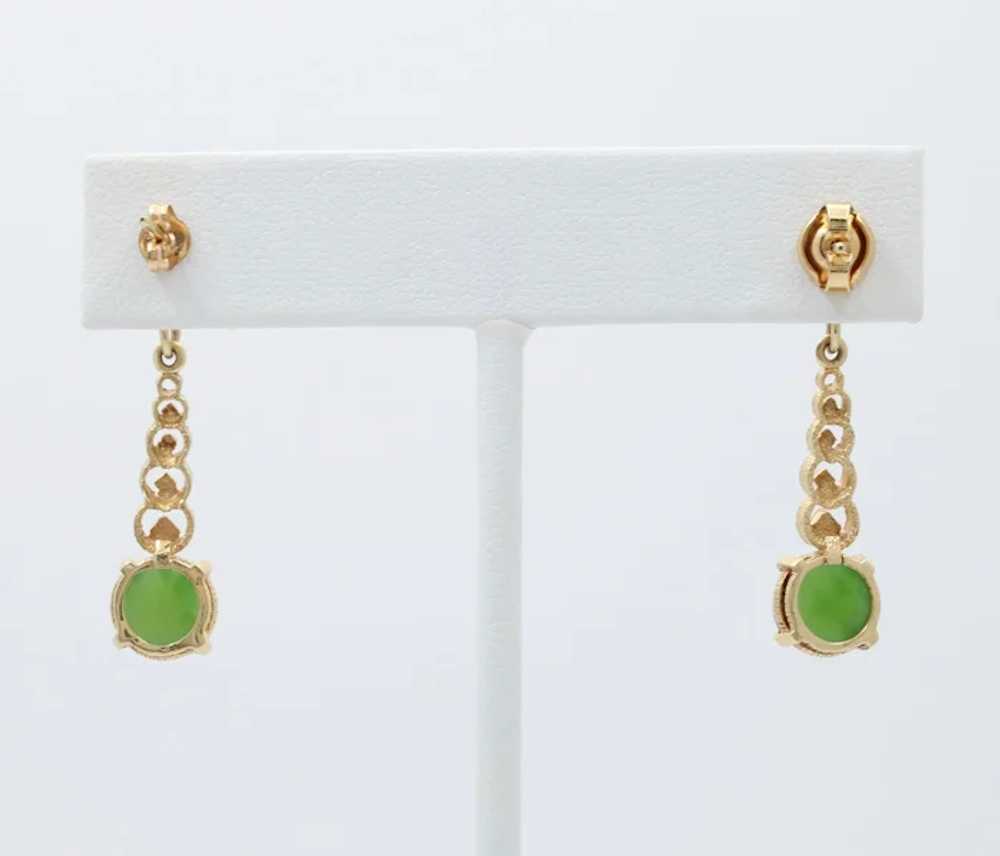 Vintage 14K Yellow Gold Chrysoprase Dangling Earr… - image 8