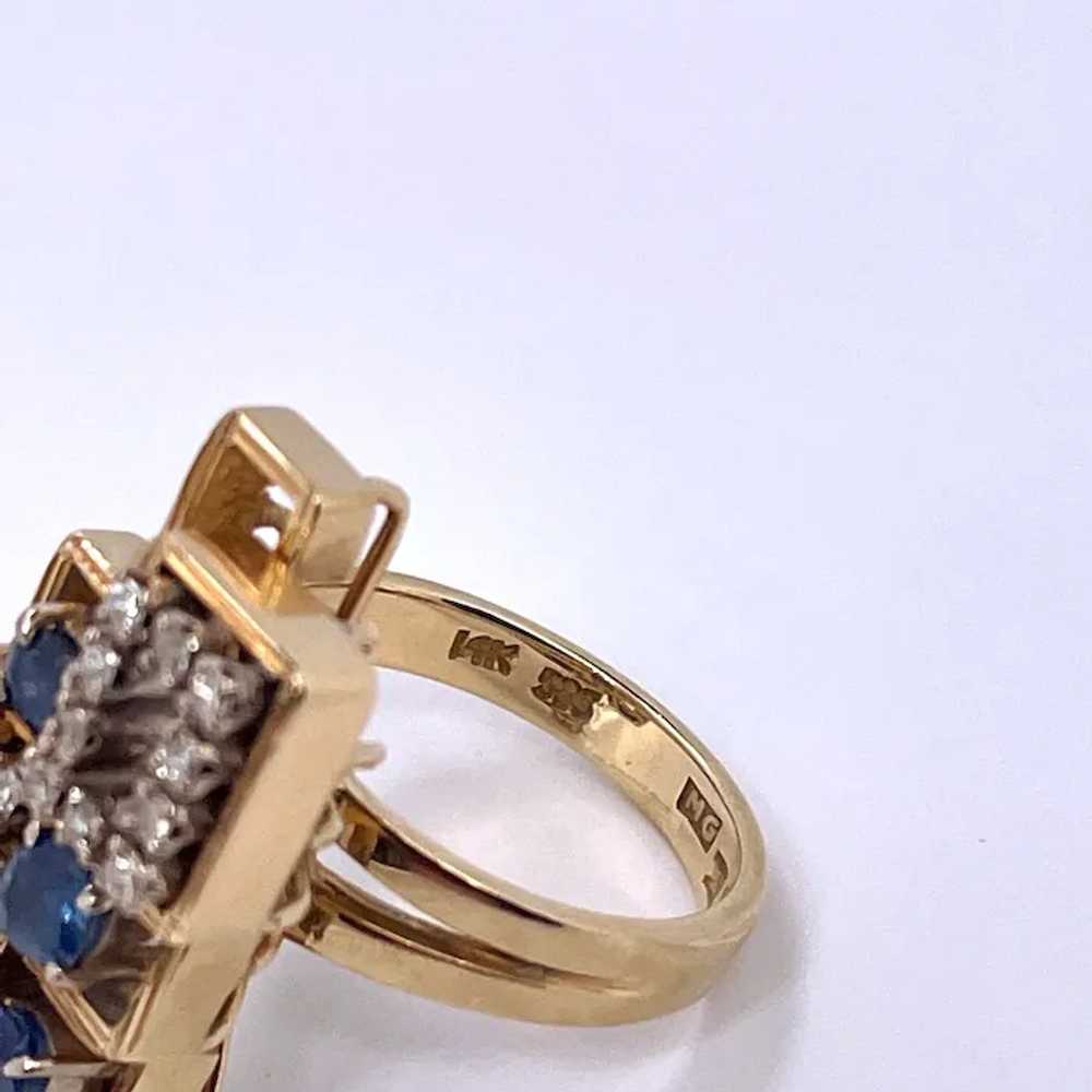 Natural Ceylon Blue Sapphire Diamond Ring 14K Yel… - image 10