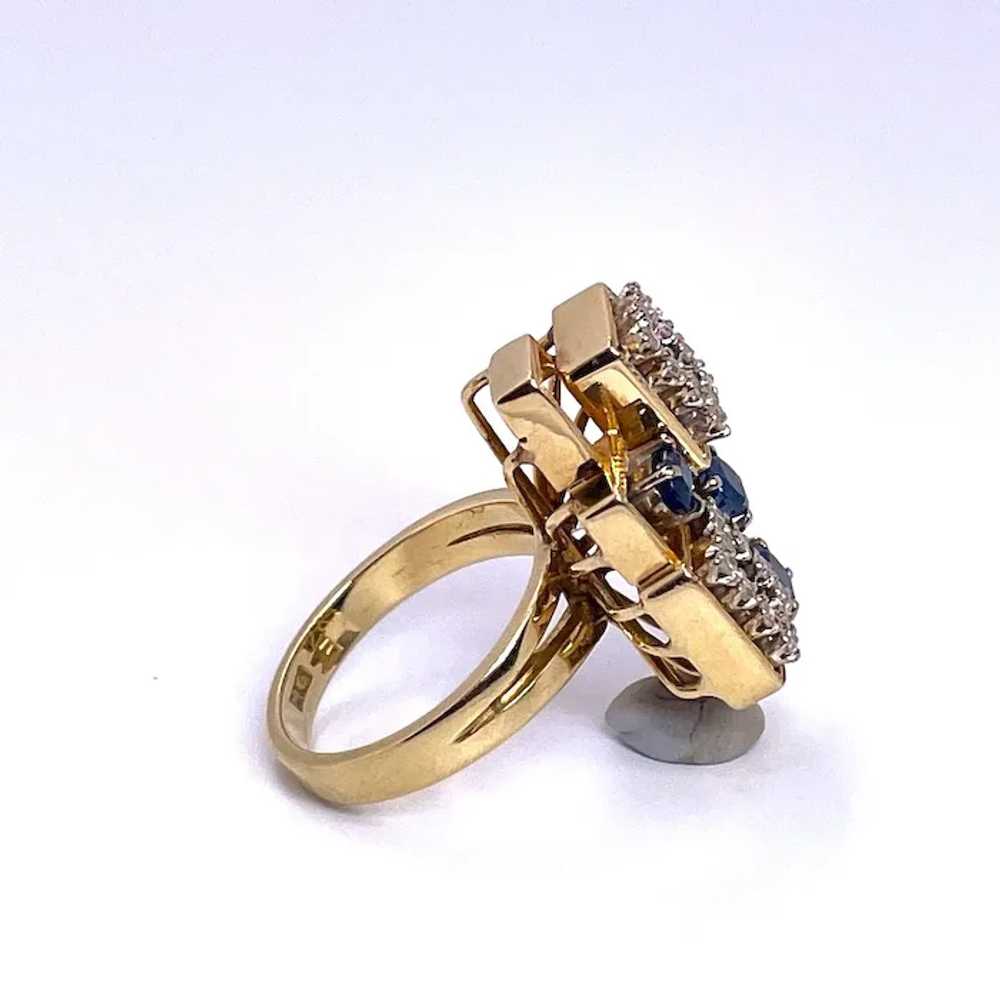 Natural Ceylon Blue Sapphire Diamond Ring 14K Yel… - image 8