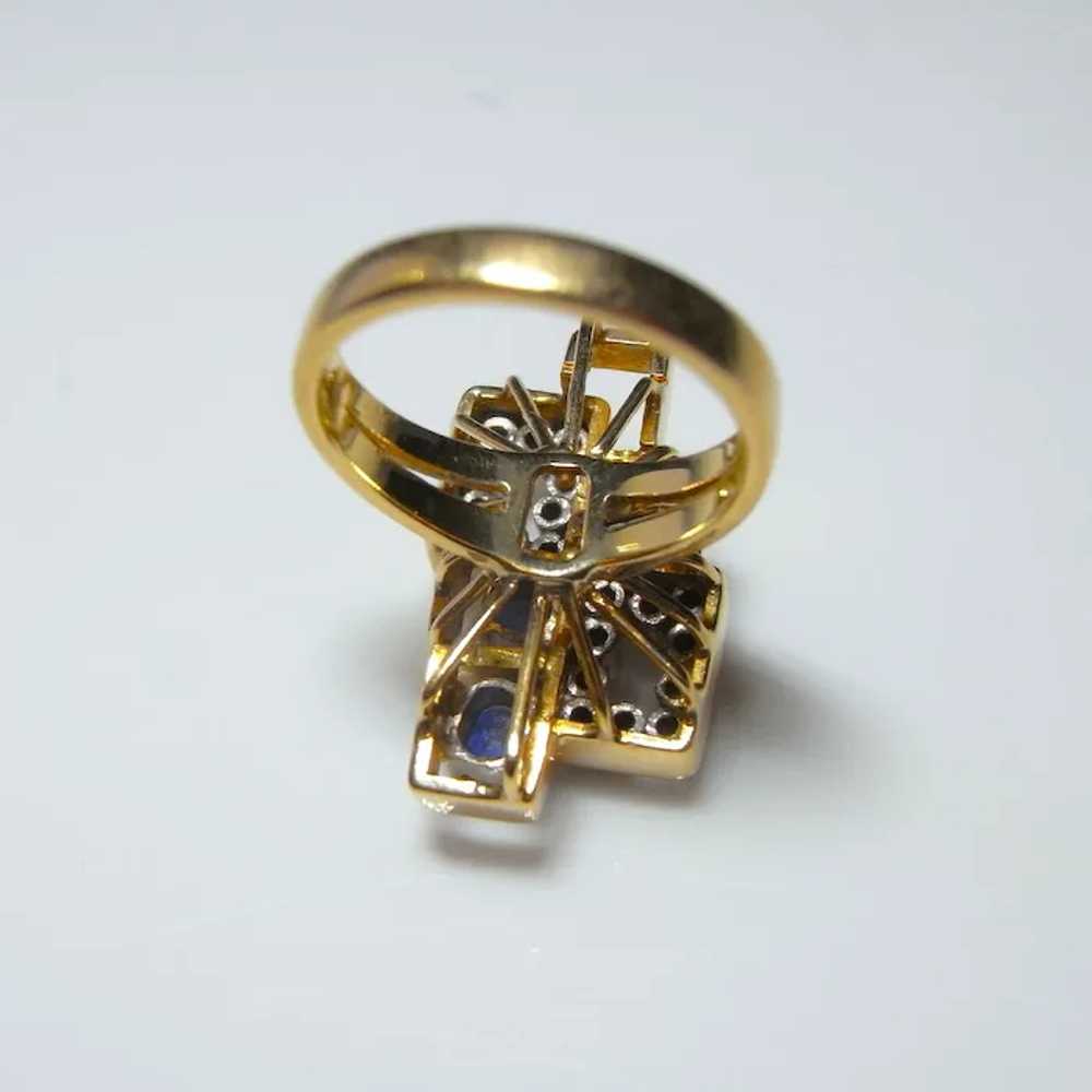 Natural Ceylon Blue Sapphire Diamond Ring 14K Yel… - image 9