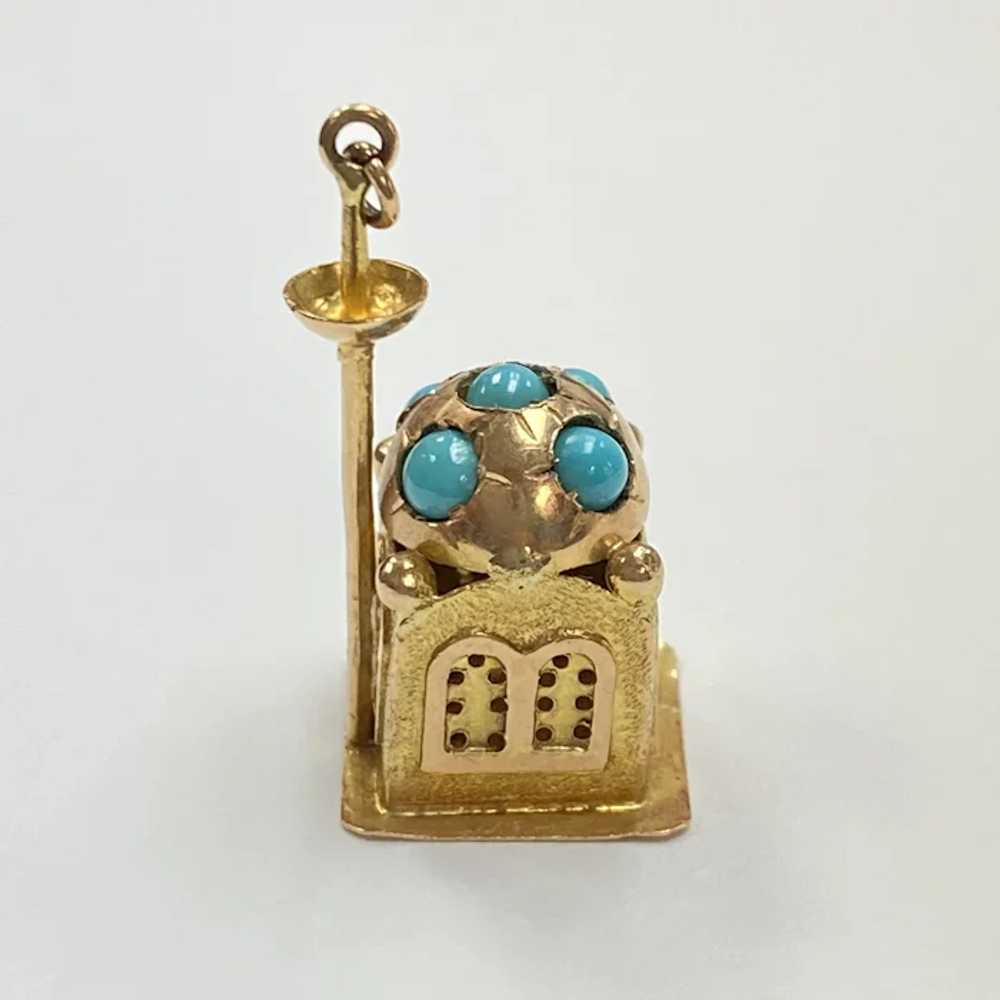 Mosque Holy Temple Vintage Charm 14K Gold and Per… - image 2