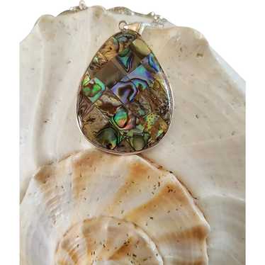 Sterling Silver Abalone Shell Pendant Necklace Two