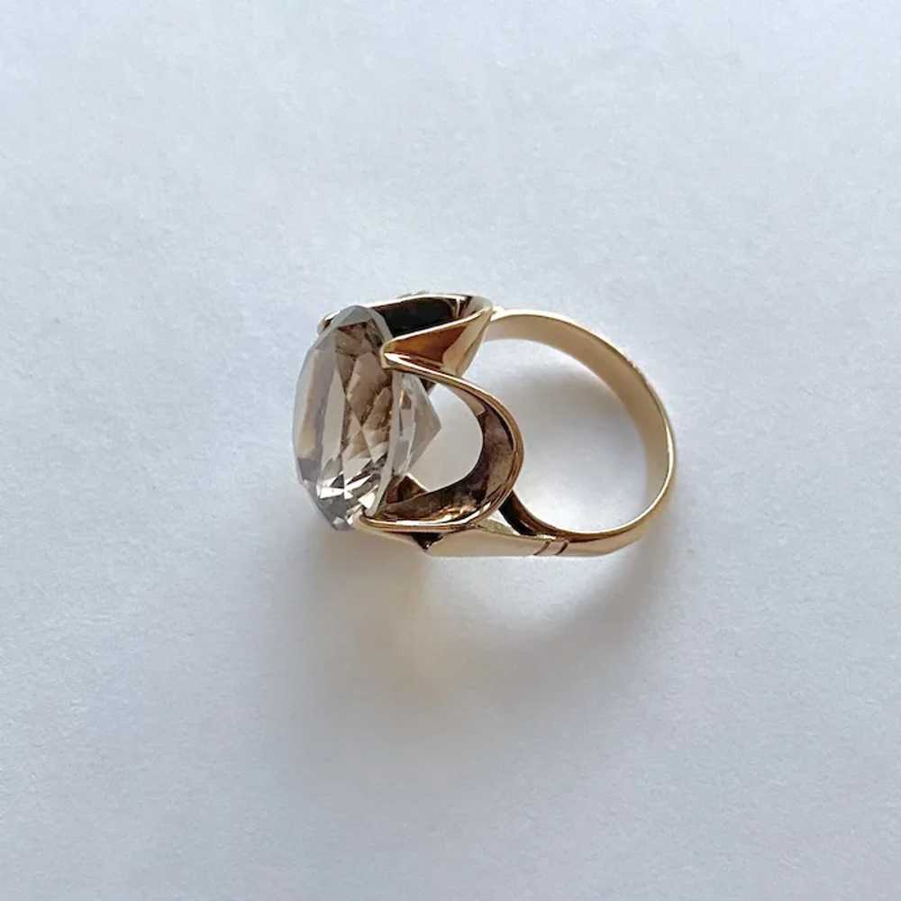 Vintage 14 karat Rose Gold Smokey Quartz Retro Ri… - image 4