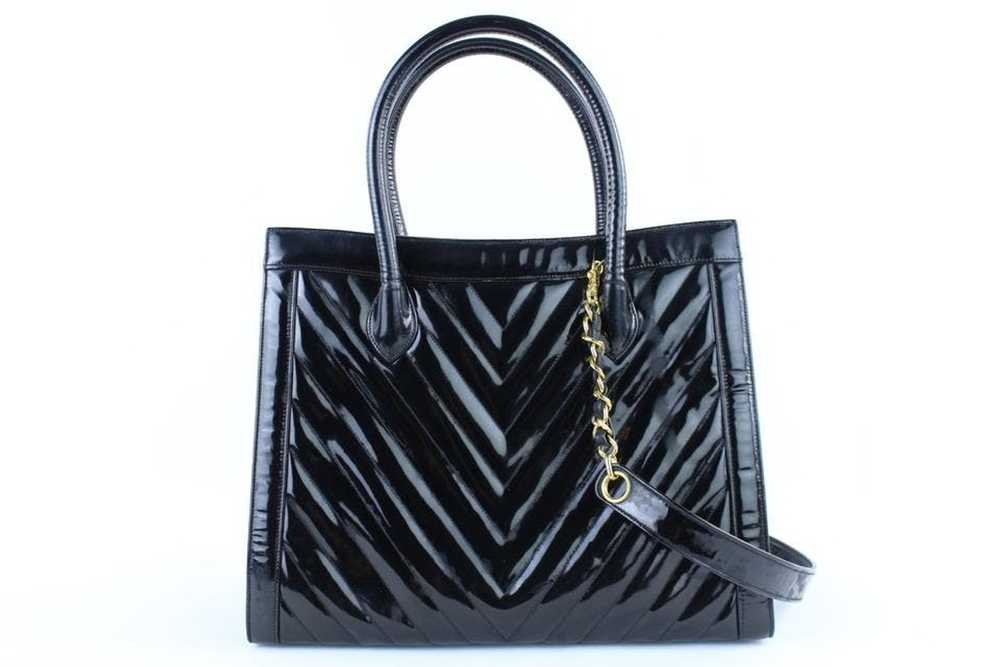 Chanel Chanel Quilted Chevron 2way Tote Patent 22… - image 5