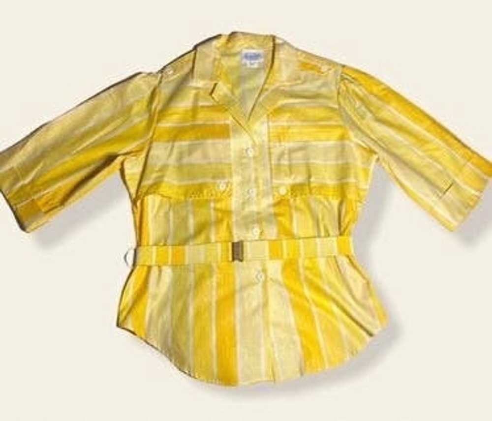Made In Usa × Vintage 80’s Vintage Yellow Striped… - image 1