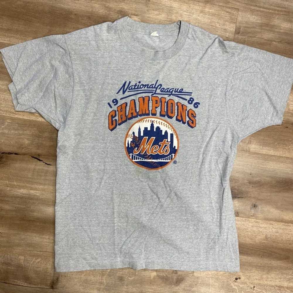 Men's Fanatics Branded Gray New York Mets 1986 World Series 35th  Anniversary Stars Raglan 3/4-Sleeve T-Shirt