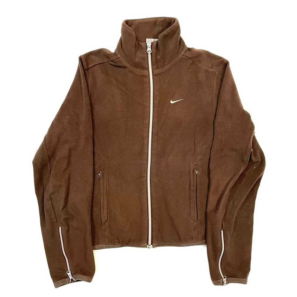 Nike × Vintage Nike brown fleece full zip sweatsh… - image 1