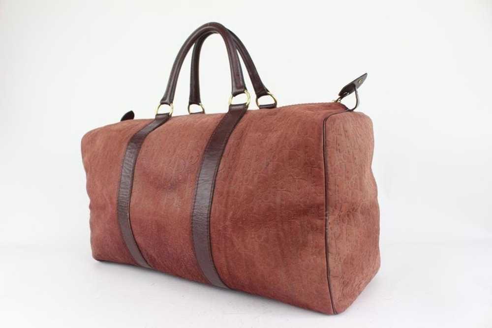 Dior Dior Burgundy Embossed Suede Boston Duffle B… - image 12