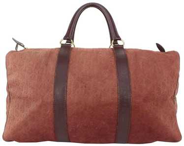 Dior Dior Burgundy Embossed Suede Boston Duffle B… - image 1