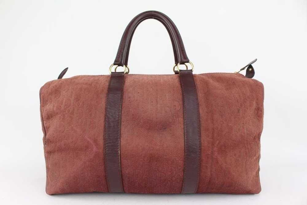 Dior Dior Burgundy Embossed Suede Boston Duffle B… - image 7