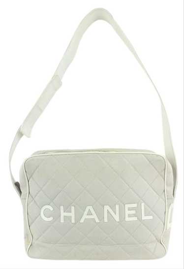 Chanel Messenger Quilted Sports Logo Cc 235610 Grey Canvas Cross Body Bag  For Sale at 1stDibs