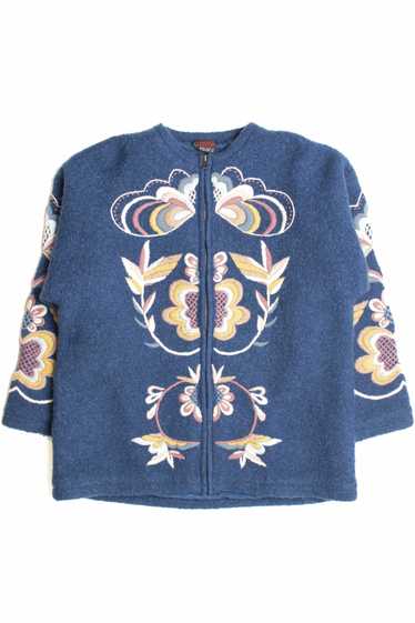 Blue Floral Coat 445 - image 1