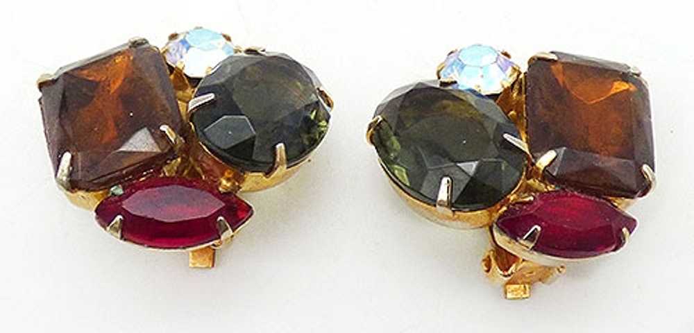 Dark Topaz and Black Diamond Rhinestone Earrings - image 1