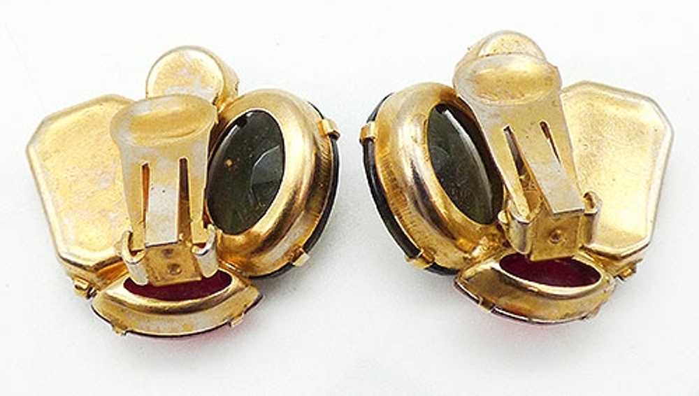 Dark Topaz and Black Diamond Rhinestone Earrings - image 3