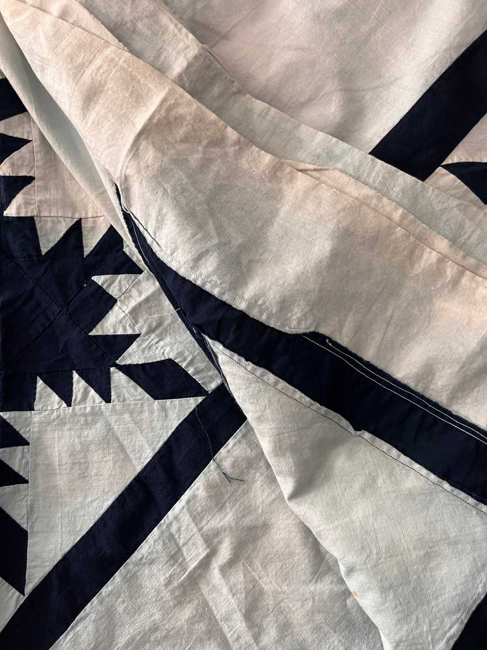 Blue / White Snowflake Handmade Quilt Topper - image 3