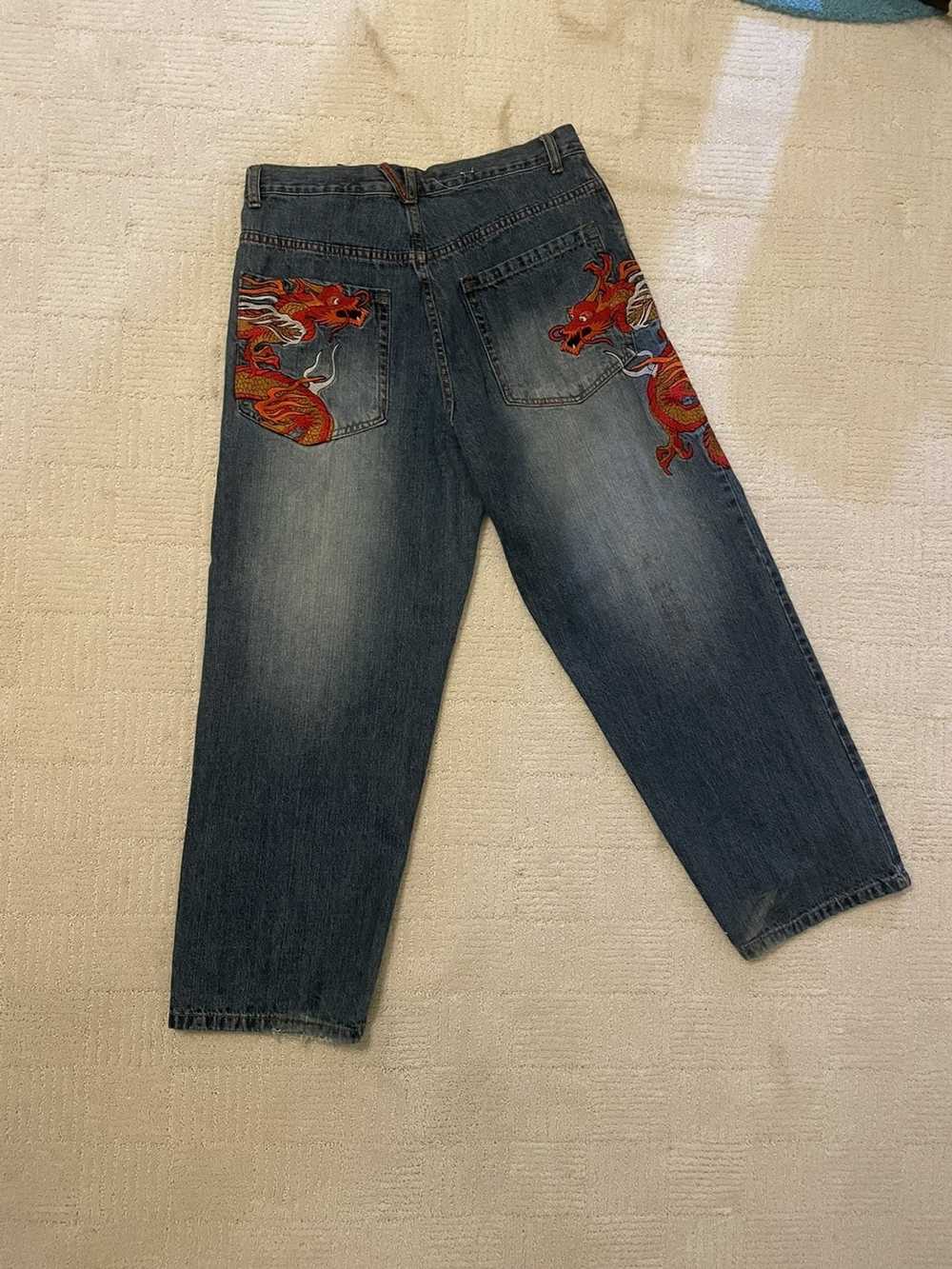 Streetwear × Vintage Dragon embroidered jeans - image 5