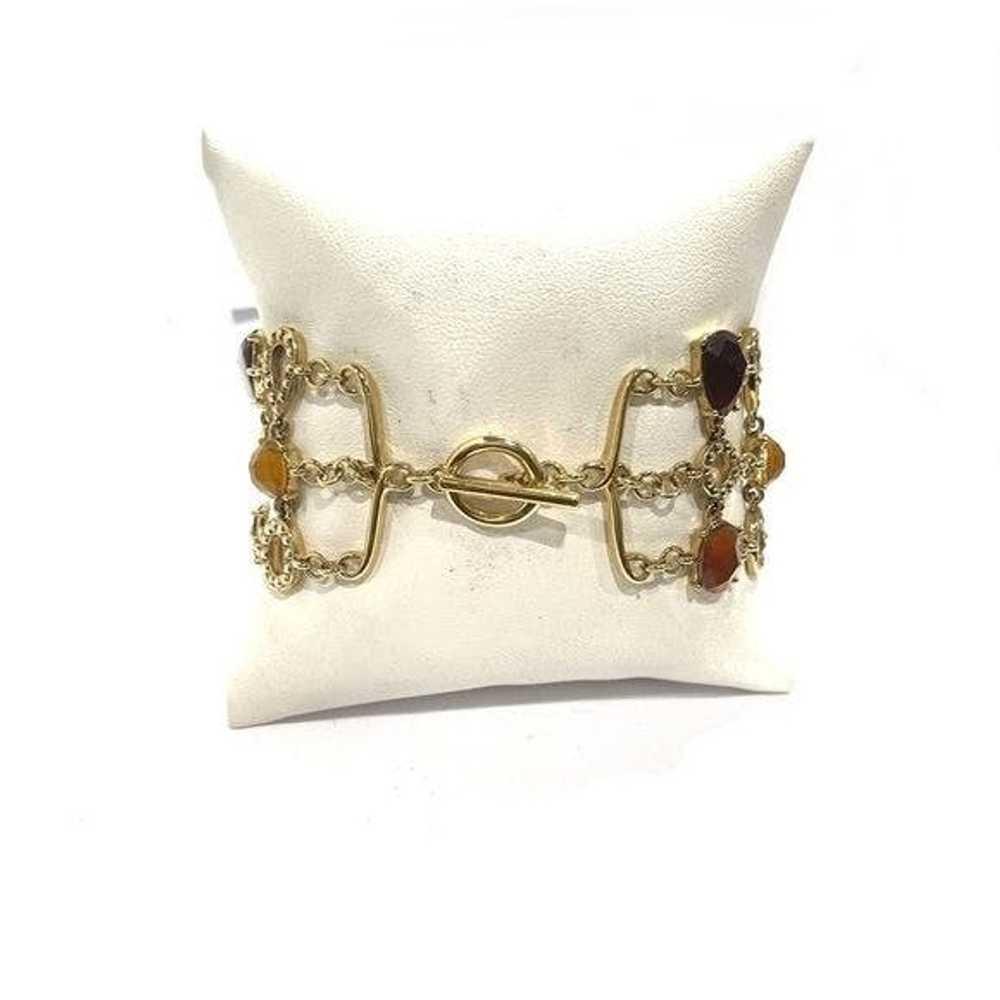 Other GOLD Tone Jeweled Toggle Bracelet - image 3