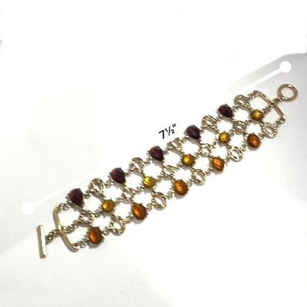 Other GOLD Tone Jeweled Toggle Bracelet - image 4