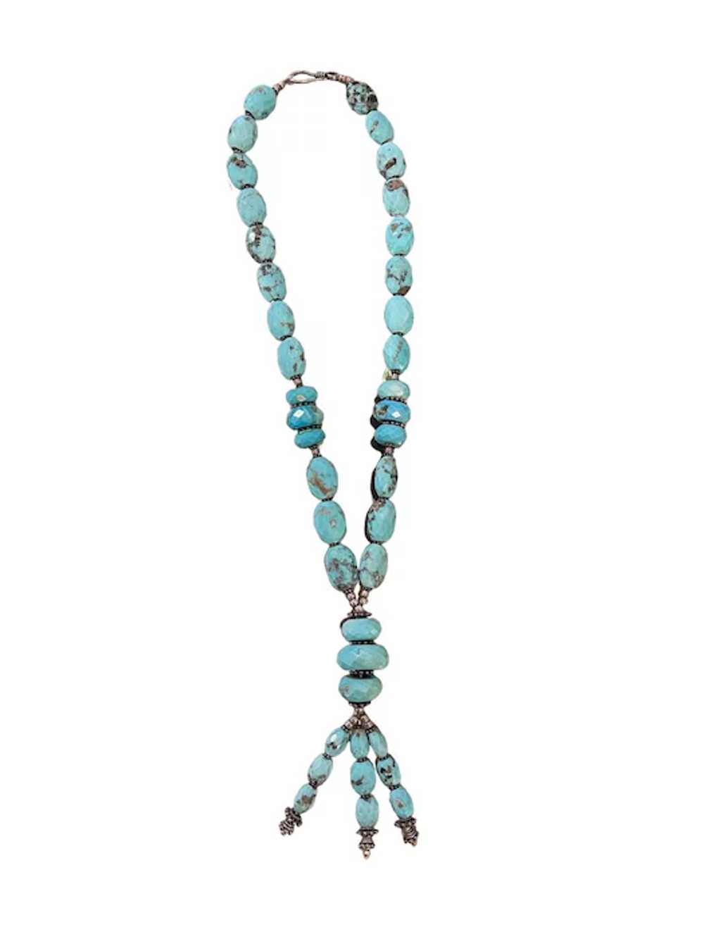 Stunning Faceted Turquoise & silver necklace - image 10