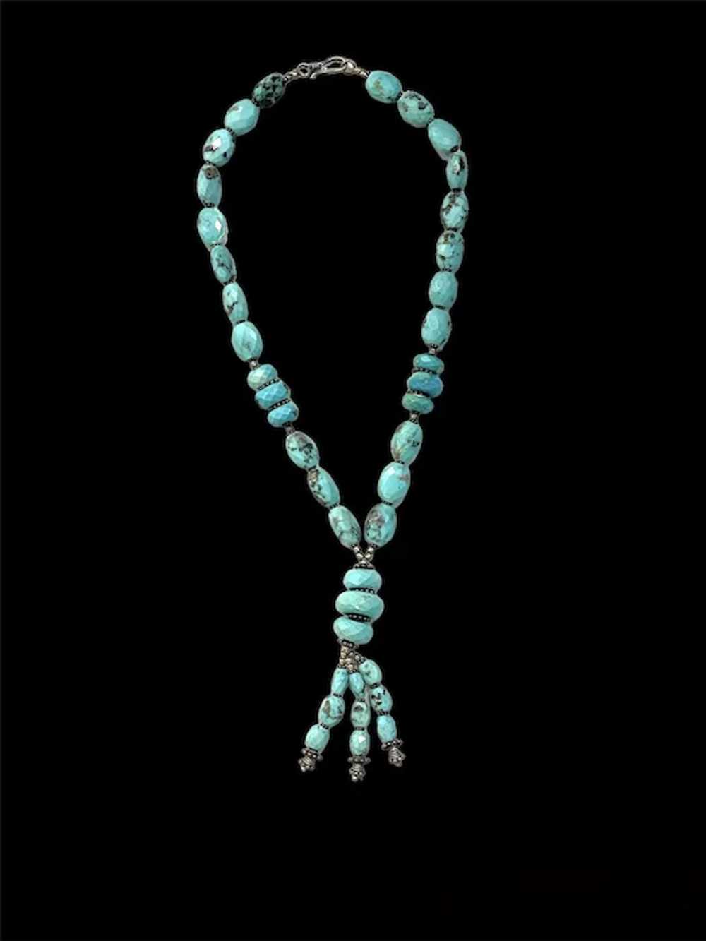 Stunning Faceted Turquoise & silver necklace - image 11