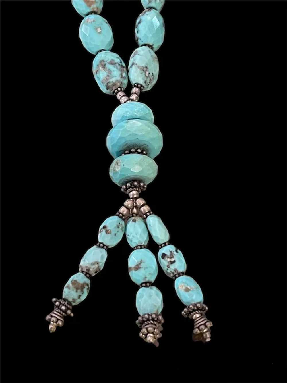 Stunning Faceted Turquoise & silver necklace - image 12