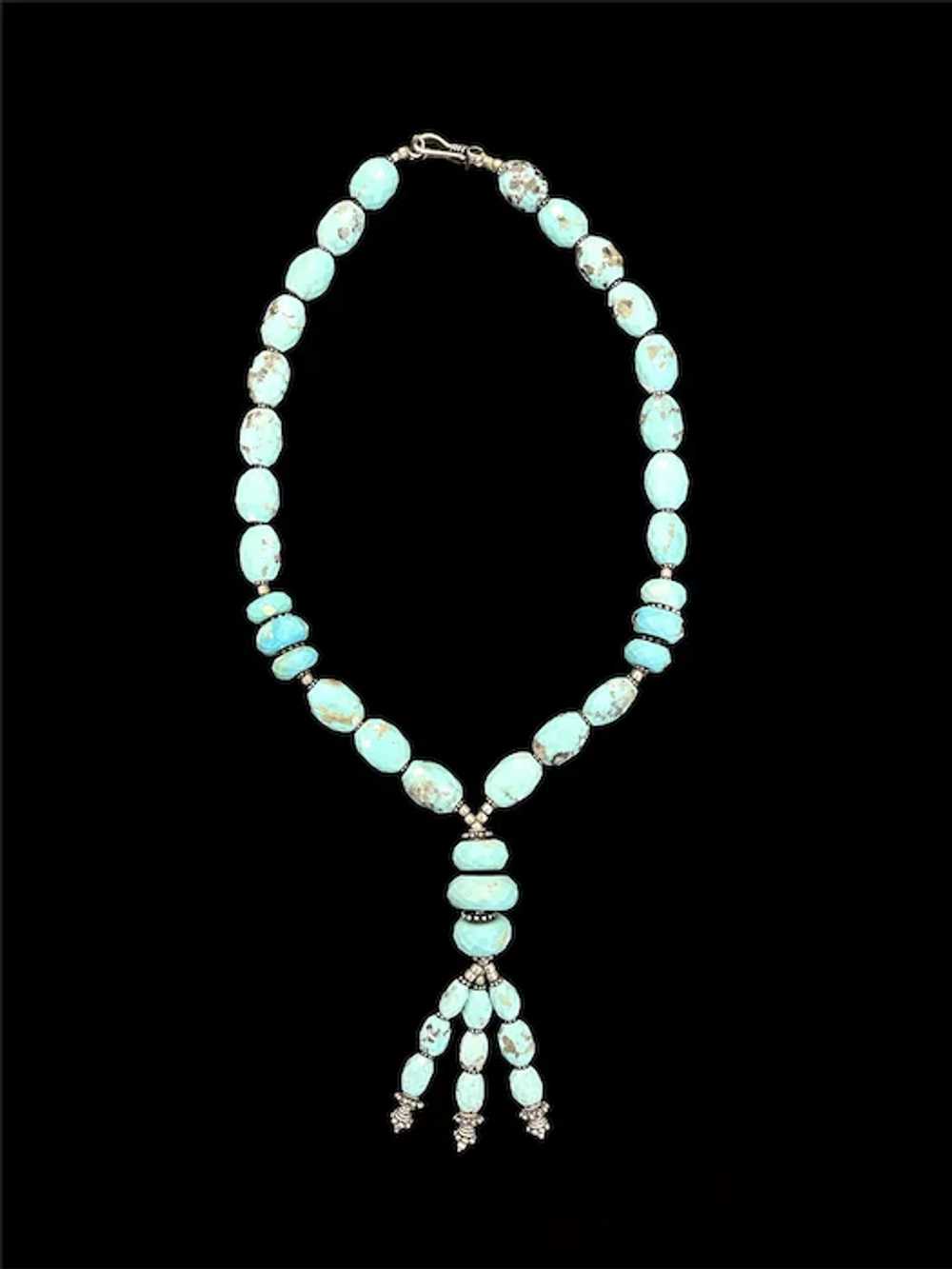 Stunning Faceted Turquoise & silver necklace - image 2