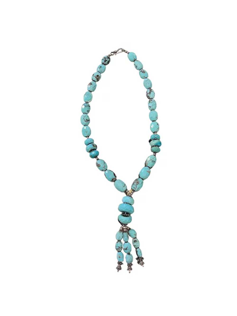 Stunning Faceted Turquoise & silver necklace - image 3