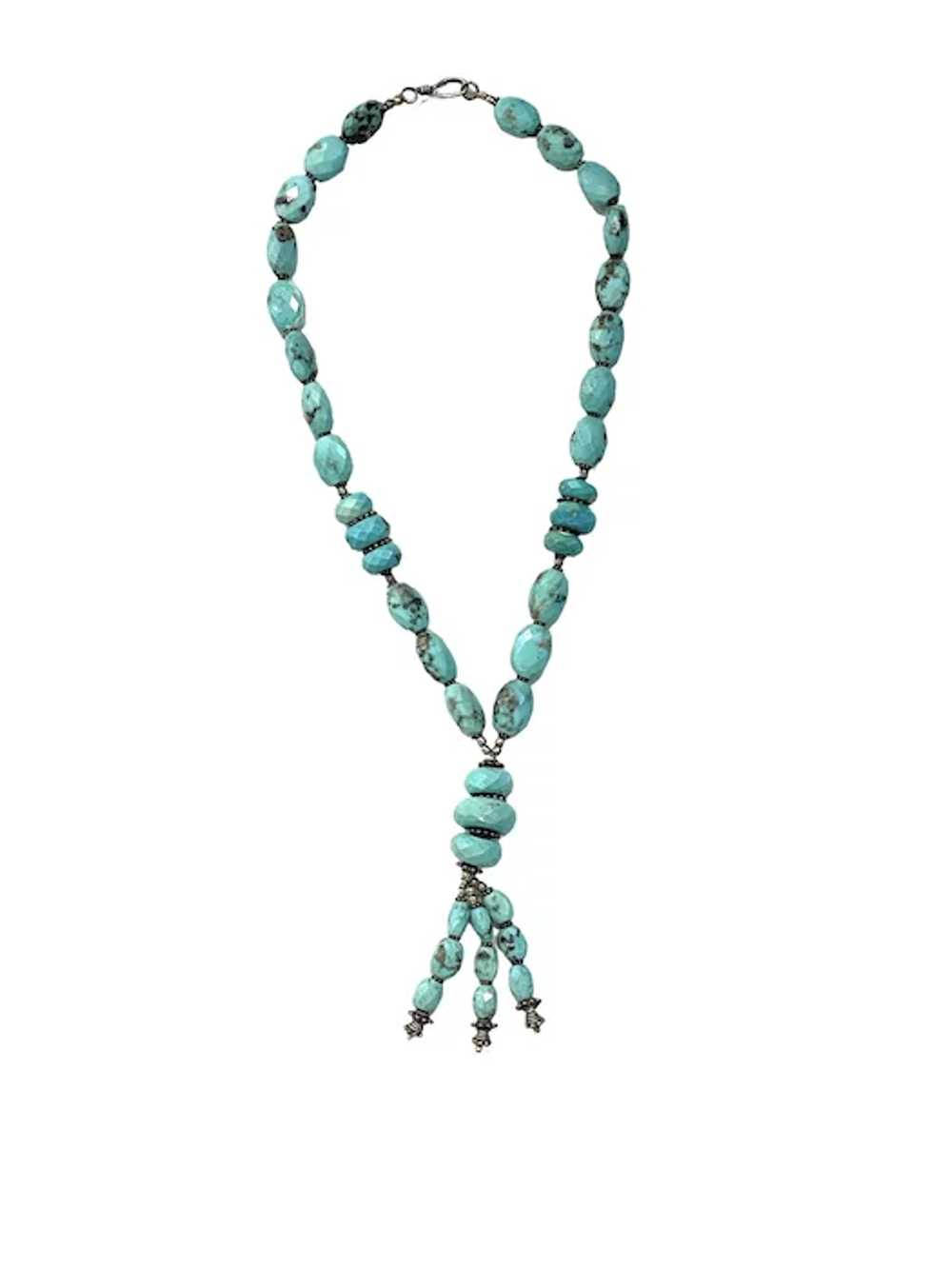 Stunning Faceted Turquoise & silver necklace - image 4