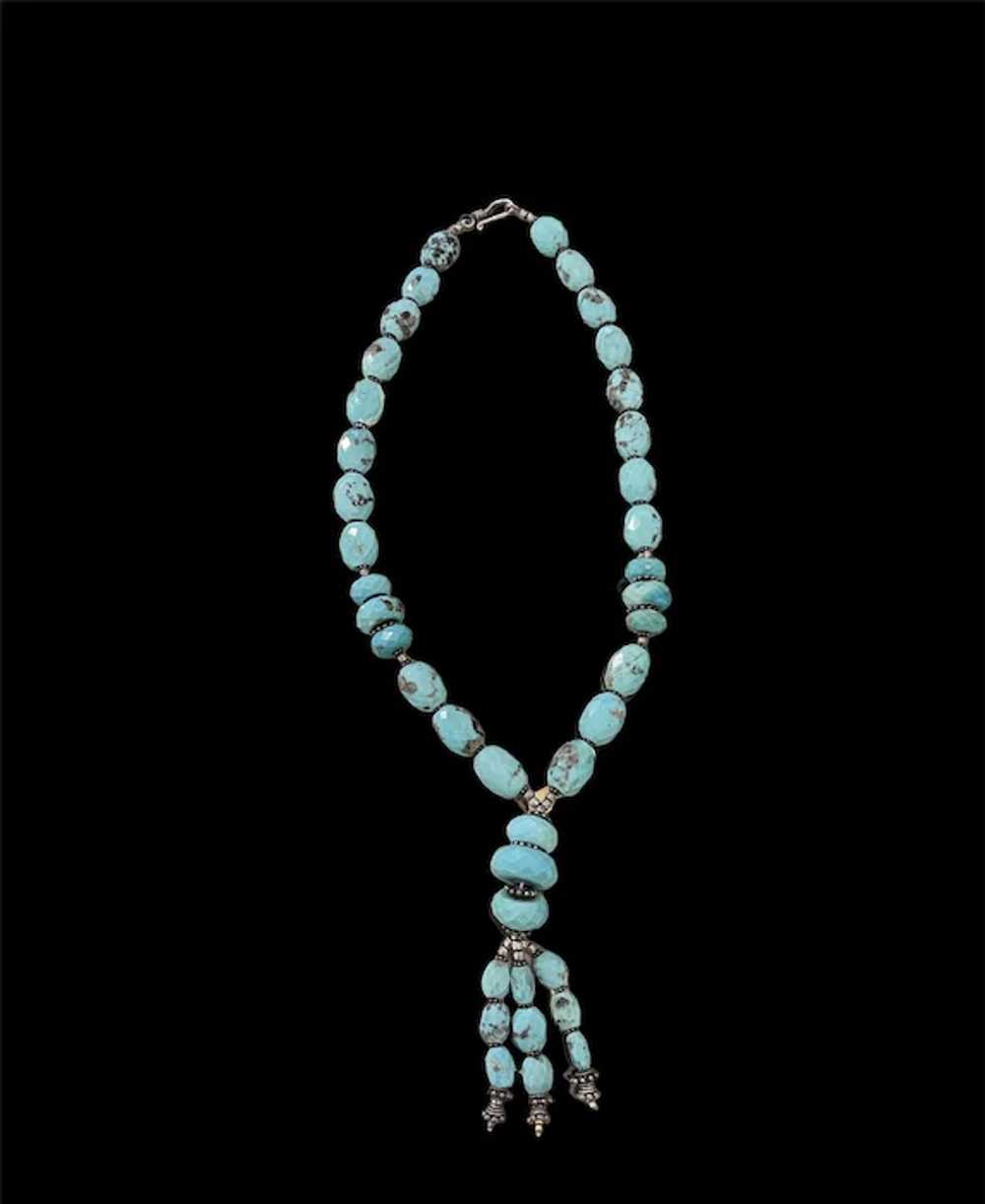 Stunning Faceted Turquoise & silver necklace - image 5