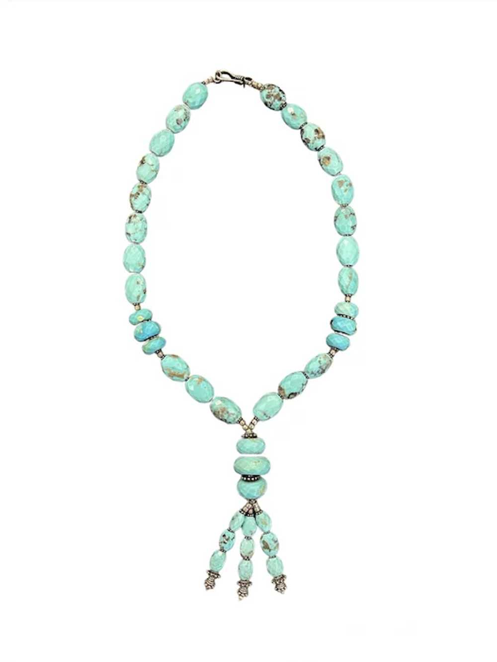 Stunning Faceted Turquoise & silver necklace - image 6