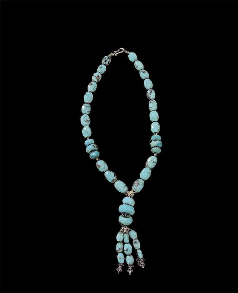 Stunning Faceted Turquoise & silver necklace - image 8