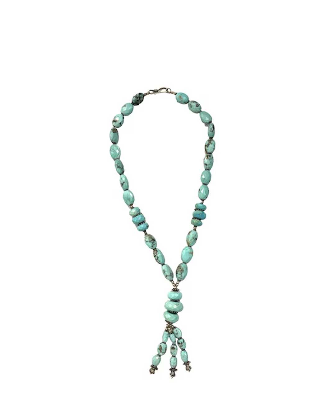 Stunning Faceted Turquoise & silver necklace - image 9