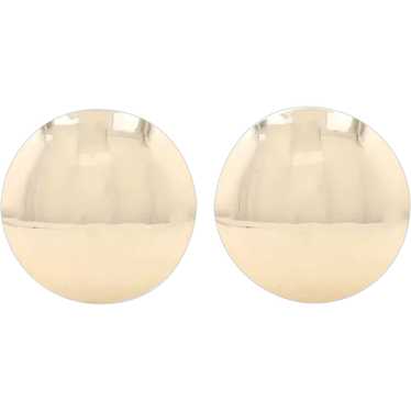 Yellow Gold Large Dome Stud Earrings - 14k Circle… - image 1