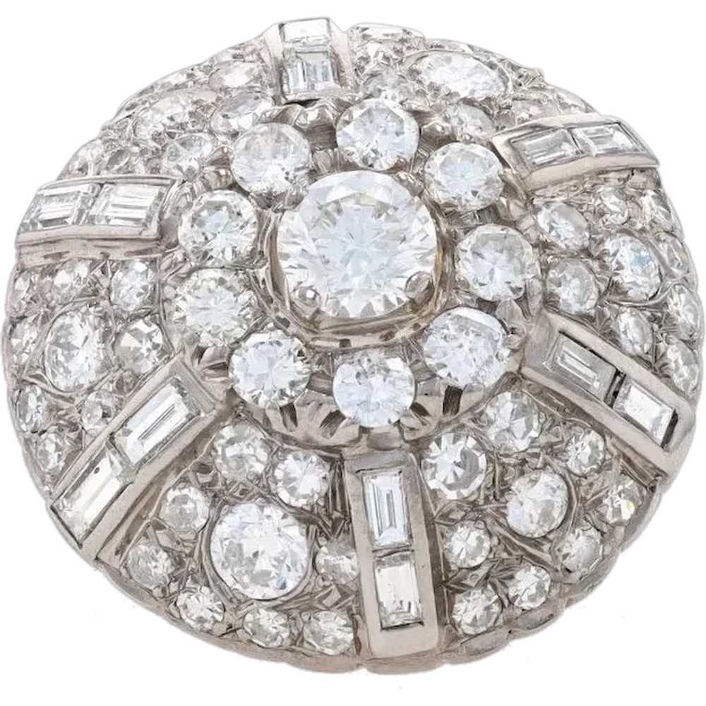 White Gold Diamond Vintage Halo Cluster Cocktail … - image 1