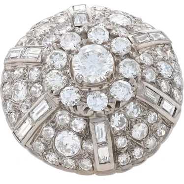 White Gold Diamond Vintage Halo Cluster Cocktail … - image 1