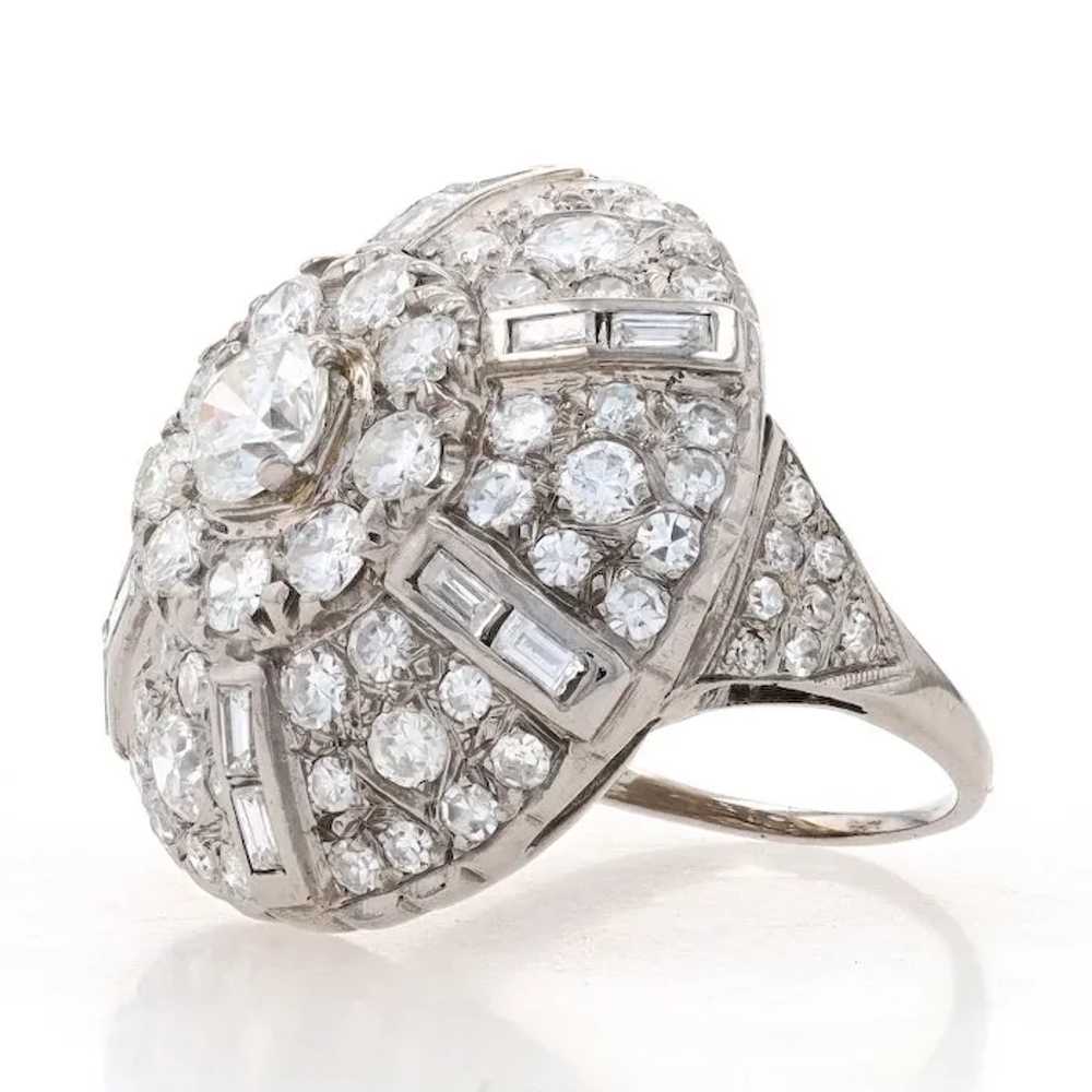 White Gold Diamond Vintage Halo Cluster Cocktail … - image 3