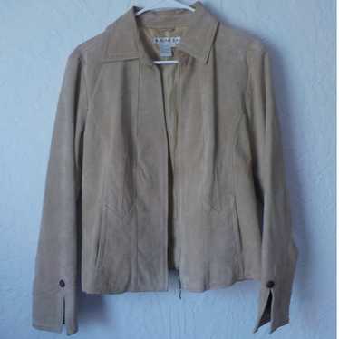 AMI Vintage AMI Beige Suede Leather Jacket Zip We… - image 1