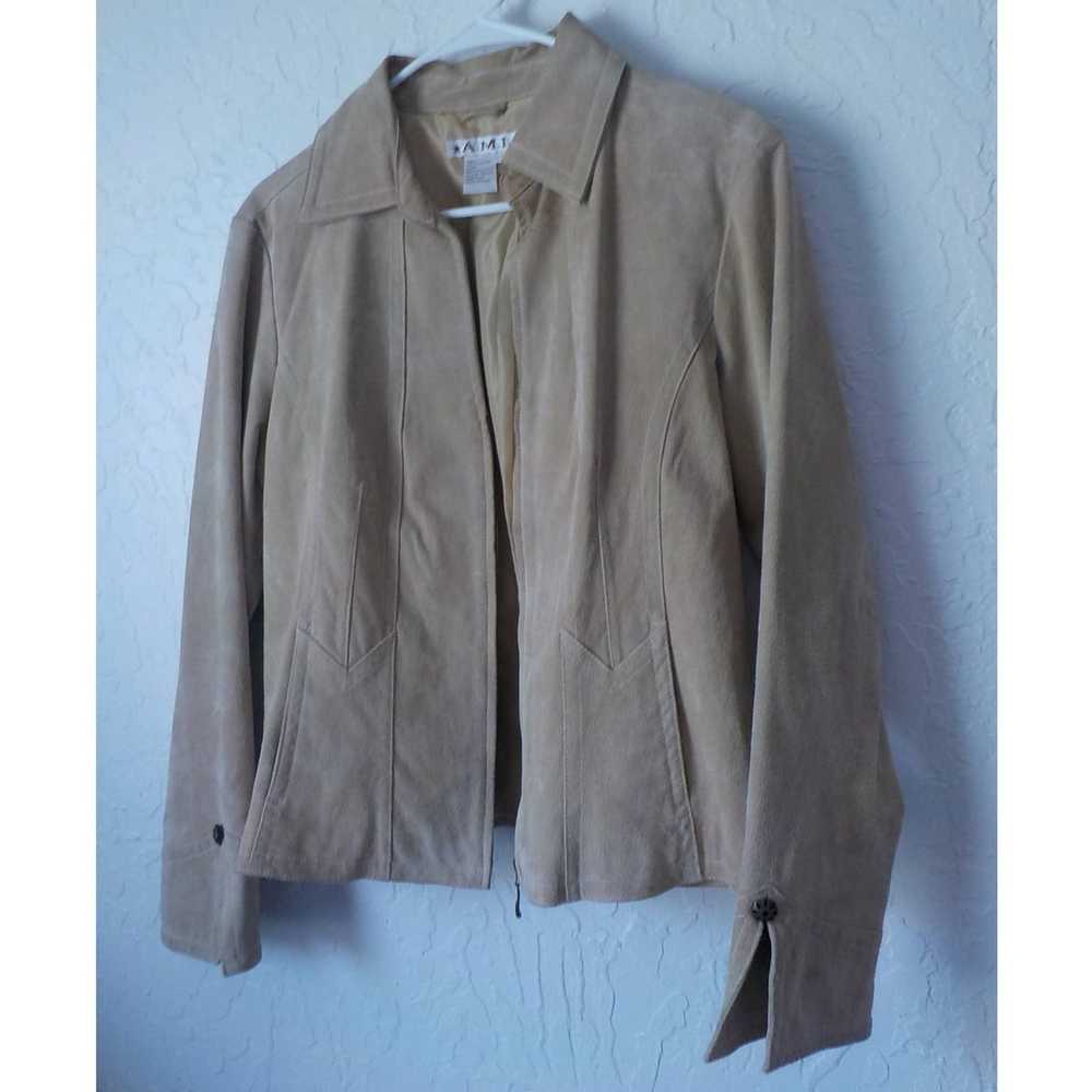 AMI Vintage AMI Beige Suede Leather Jacket Zip We… - image 5