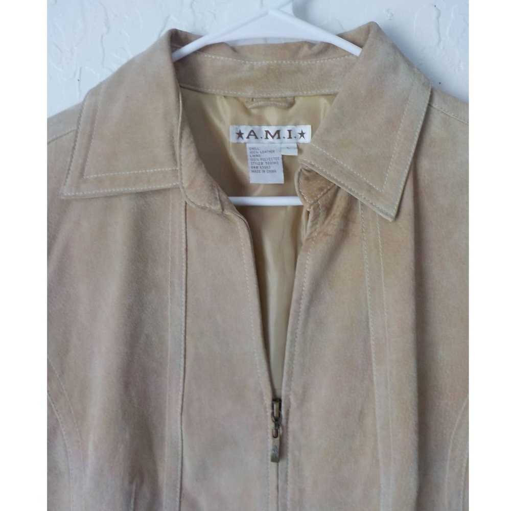 AMI Vintage AMI Beige Suede Leather Jacket Zip We… - image 7