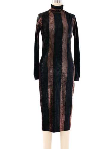 1993 Gianni Versace Striped Midi Velvet Dress