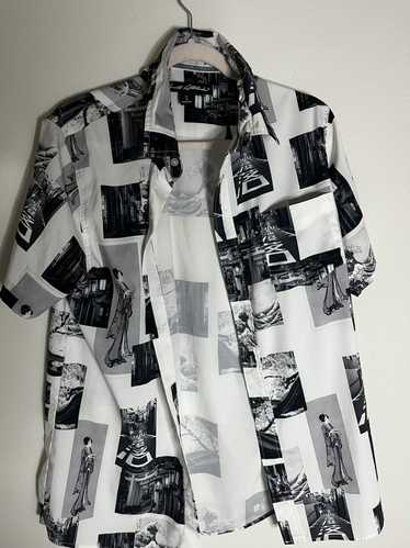 Japanese Brand Black and white Japanese Button up