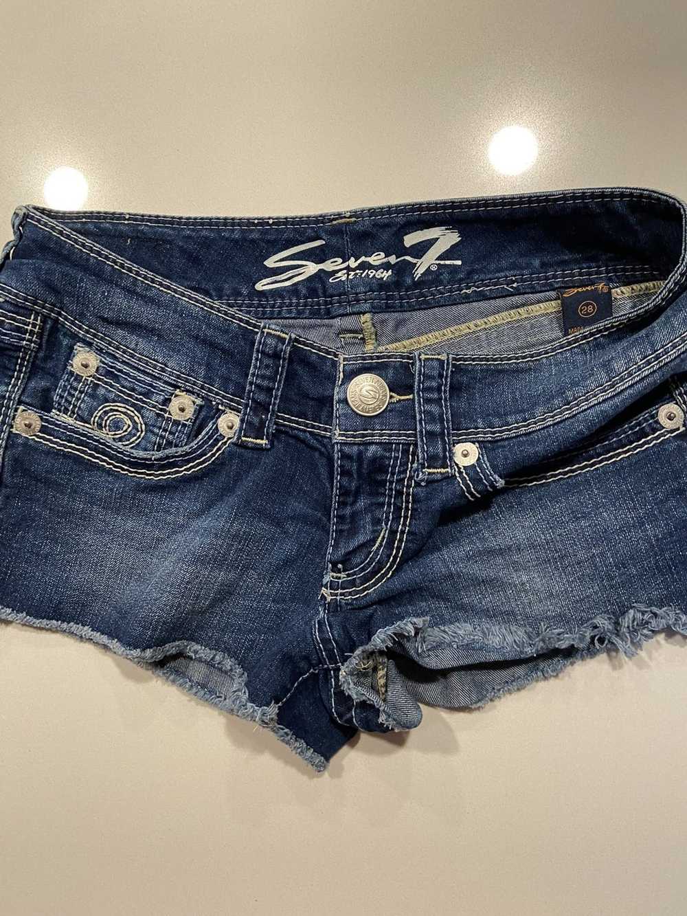 Seven 7 Seven 7 Jean Shorts Dark blue Denim - image 4