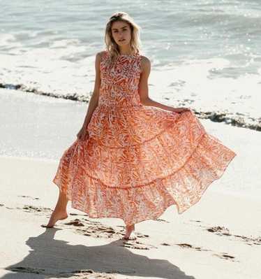 Eywasouls Malibu Lisa Dress Orange Floral Tiered M