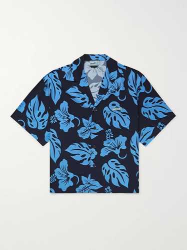 Prada SS19 Hibiscus Hawaiian Floral Shirt Blue
