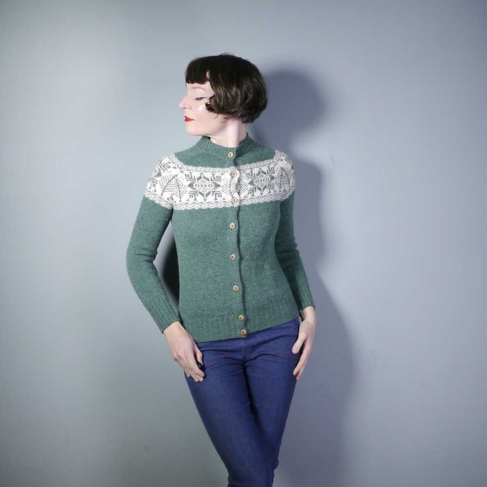 FOREST GREEN FAIRISLE SCOTTISH WOOL CARDIGAN BY P… - image 1