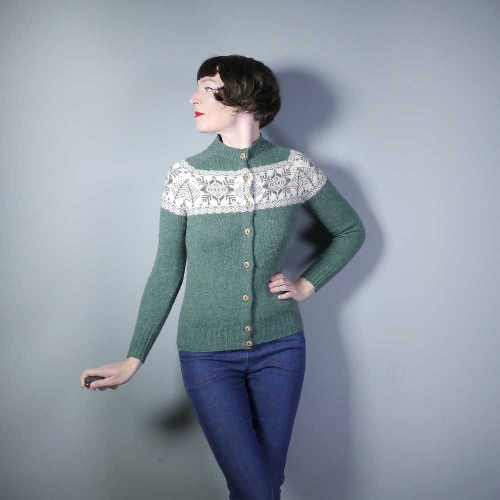 FOREST GREEN FAIRISLE SCOTTISH WOOL CARDIGAN BY P… - image 2