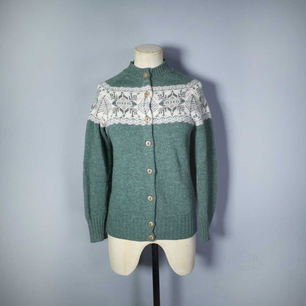 FOREST GREEN FAIRISLE SCOTTISH WOOL CARDIGAN BY P… - image 3