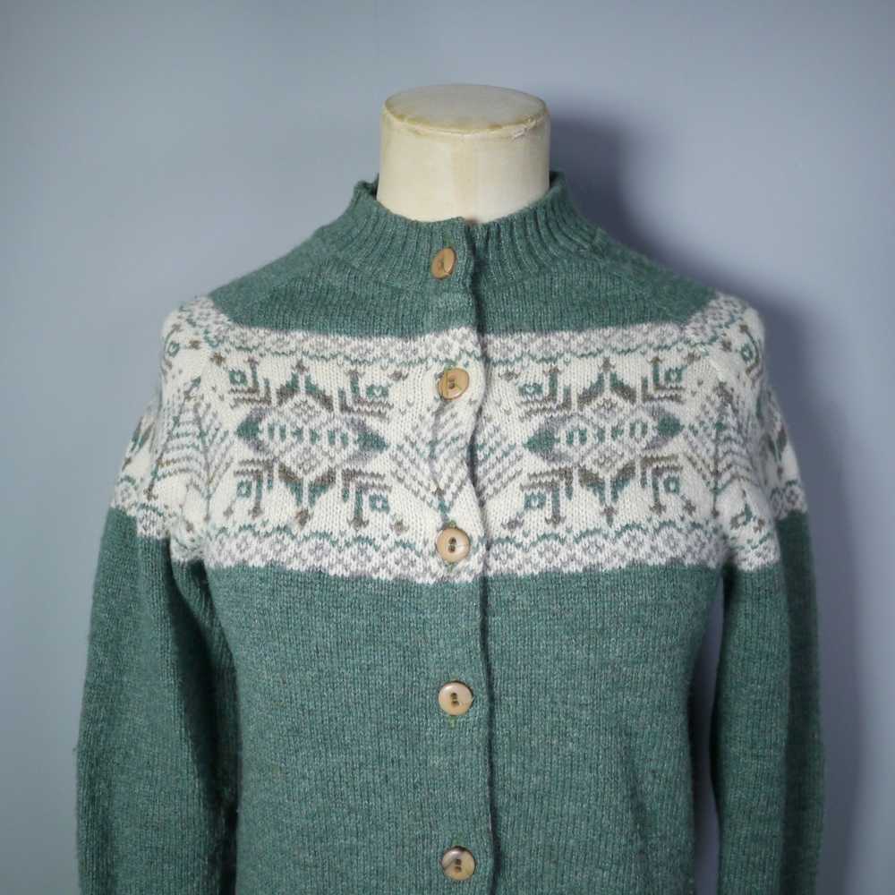 FOREST GREEN FAIRISLE SCOTTISH WOOL CARDIGAN BY P… - image 4